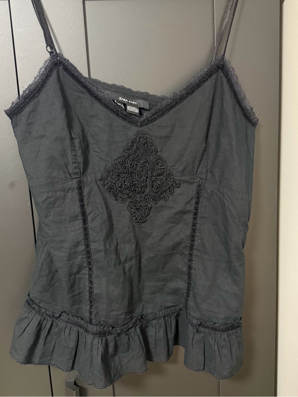 Zara Black Lace-Detail Tank